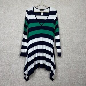 Tommy Bahama Swim Dress Womens Lg Multi Stripe Rugby Knit Cover Up SharkBite Hem